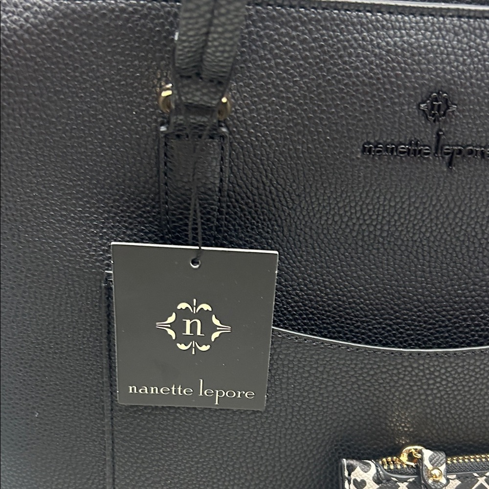 Nanette Lepore Black Tote with Geometric Pouch - Picture 4 of 16